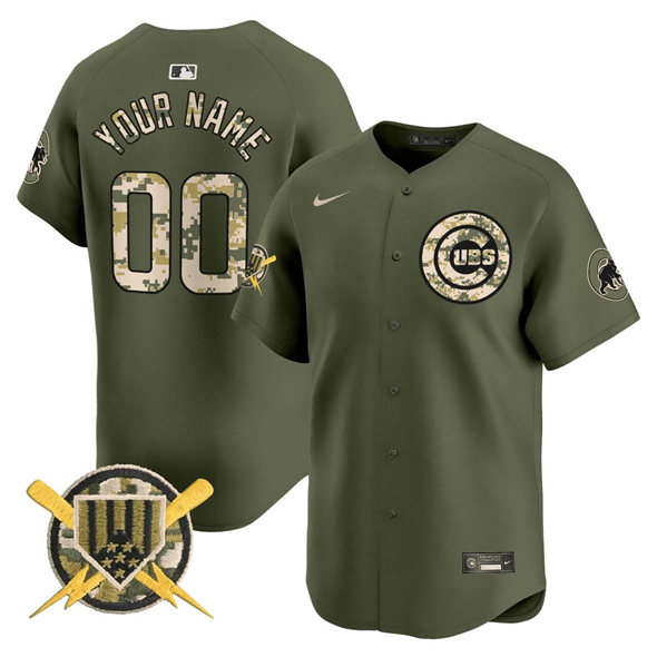 Men's Chicago Cubs Active Player Custom Green Armed Forces Day Vapor Limited Stitche Baseball Jersey Men's Chicago Cubs Active Player Custom Green Armed Forces Day Vapor Limited Stitche Baseball Jersey
